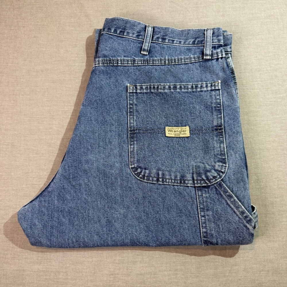 Wrangler Carpenter Jeans Mens 42x33 Blue Good Utility Workwear Denim Pants
